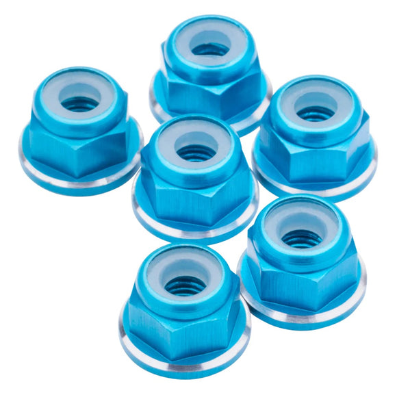 7075 Aluminum M3 Flanged Locknuts - Bright Blue Shine -