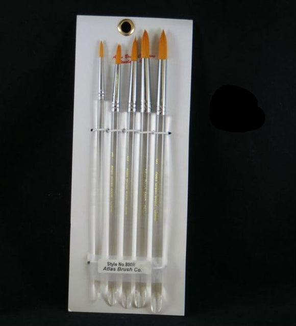 Golden Taklon Brush Set in 5 Sizes 9, 7, 5, 3, 1