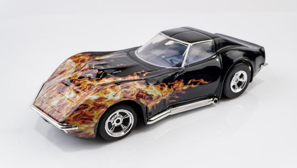 1968 Corvette 427 Black/Flame HO Scale Slot Car