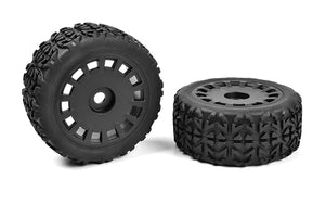 Off-Road 1/8 Truggy Tires Tracer Glued on Black Rims