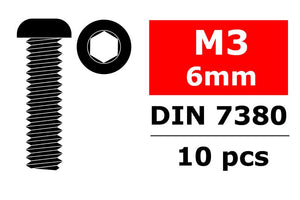 Steel Screws M3 x 6mm, Hex Button Head, 10pcs