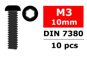 Steel Screws M3 x 10mm, Hex Button Head, 10pcs