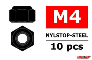 Steel Nylstop Nut M4 - Black Coated - 10pcs