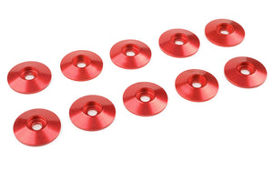 Red Aluminum Washer for M4 Flat Head Screws, OD=10mm, 10