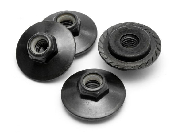 Flanged Lock Nut M5X8mm Black/4pcs)