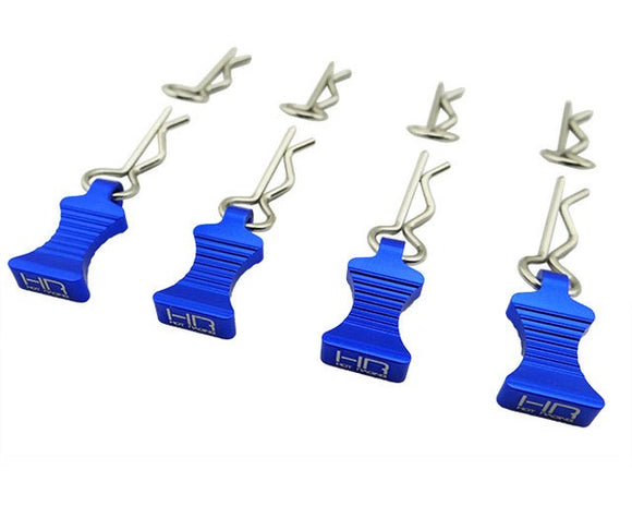 1/10 Blue Aluminum EZ Pulls (4pcs) and Body Clips (8pcs)