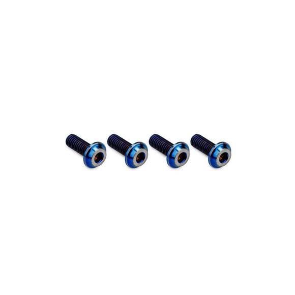 3x8mm Top Hat Titanium Screw, Burnt Blue, 4pcs