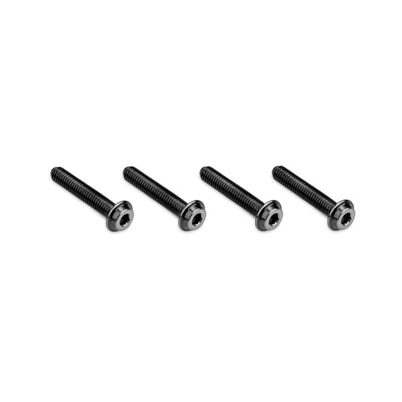 3x16mm Top Hat Titanium Screw, Stealth Black, 4pc