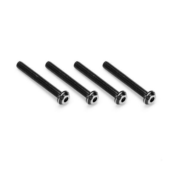 3x24mm Top Hat Titanium Screw, Stealth Black, 4pc