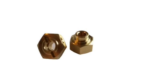 (2) 12mm x 6mm wide Brass Hexes with step