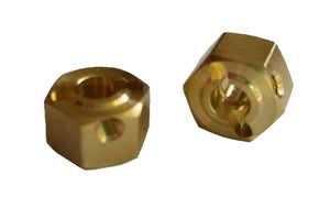 (2) 12mm x 8mm wide Brass Hexes with Hardware