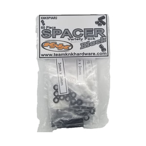 60 Piece 3mm Aluminum Spacer Variety Pack - Black