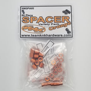 60 Piece 3mm Aluminum Spacer Variety Pack - Orange