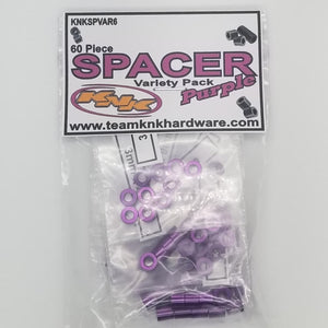 60 Piece 3mm Aluminum Spacer Variety Pack - Purple