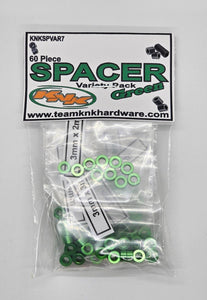 60 Piece 3mm Aluminum Spacer Variety Pack - Green