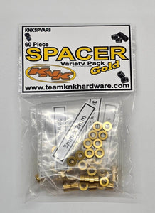 60 Piece 3mm Aluminum Spacer Variety Pack - Gold