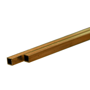 Square Brass Tube: 4mm OD x 0.45mm Wall x 300mm Long