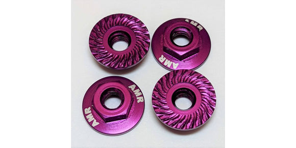 M4 Aluminum Serrated Flange Nut, Purple