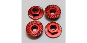 M4 Aluminum Serrated Flange Nut, Red