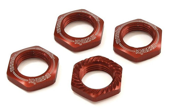 Red 17mm Serrated Wheel Nut (4)