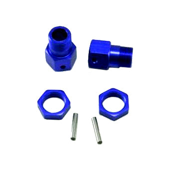 Wheel Hex W/ Nuts(23mm)(Aluminum)(Blue)(2pcs)