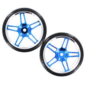 Pre-Mounted 1/10th Drift Tires (Blue/Chrome)(2pcs)