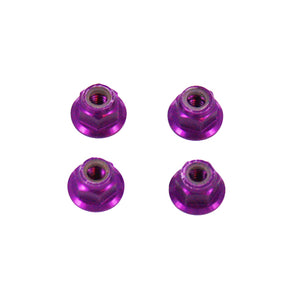 4mm Aluminum Flanged Nylon Insert Locknuts (Purple) (4pcs)