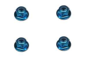 4mm Aluminum Flanged Nylon Insert Locknuts (Blue) (4pcs)