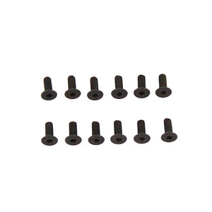 3x8mm Flat Head Machined Thread Hex Screws (12pcs)