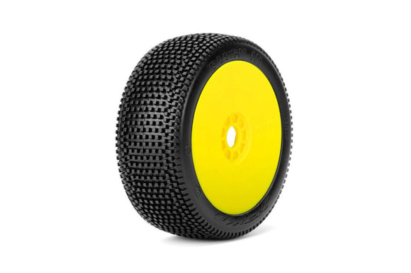 Block In 1/8 Buggy Mounted Tires Yellow Wheels (2)