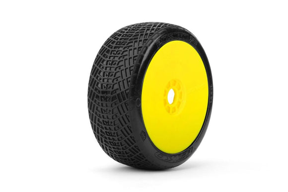 Positive 1/8 Buggy Mounted Tires Yellow Wheels (2)