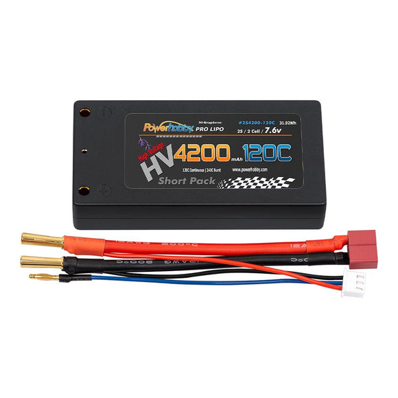 2S 7.6V HV + Graphene 4200mah 120c Shorty Lipo Battery