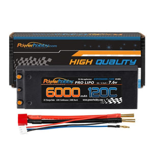 2S 7.6V 6000mah 120C Graphene + HV Lipo Battery Bullet Deans