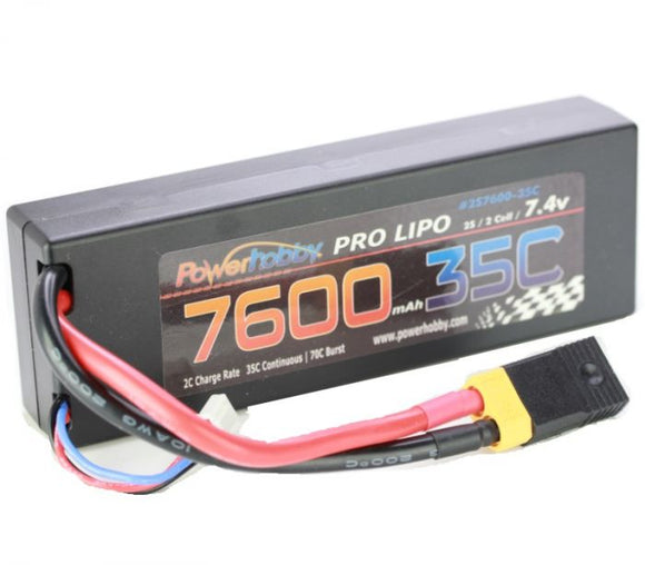 7600mAh 7.4V 2S 35C LiPo Battery with Hardwired XT60