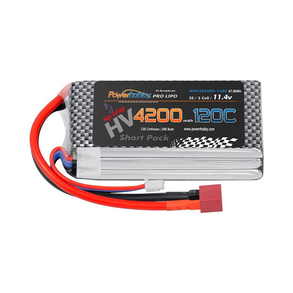 3S 11.4V 4200mAh 120C Graphene + HV LiPo Battery w/ Deans