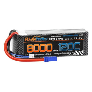 3S 11.4V 8000MAH 120C GRAPHENE + HV LIPO BATTERY W EC5 PLUG