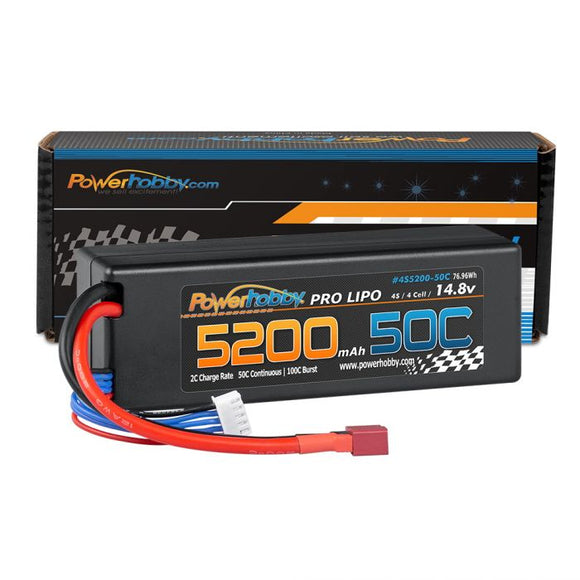 4S 14.8V 5200mAh 50C LiPo Battery Hard Case 4-Cell w/