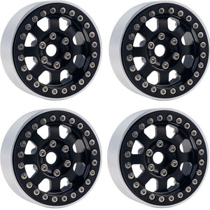 B1 Aluminum 1.9 Beadlock Wheels 9mm Hubs, Black, for