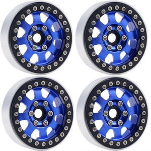 B1 Aluminum 1.9 Beadlock Wheels 9mm Hubs, Blue, for