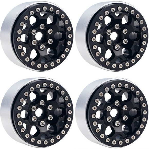 B3 Aluminum 1.9 Beadlock Wheels 9mm Hubs, Black, for