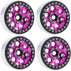 B3 Aluminum 1.9 Beadlock Wheels 9mm Hubs, Pink, for