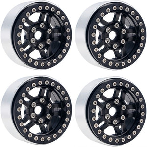 B4 Aluminum 1.9 Beadlock Wheels 9mm Hubs, Black, for