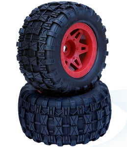 1/8 Raptor 3.8" Belted All Terrain Tires 17mm Mounted Red