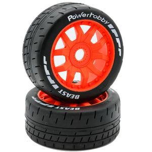 1/8 GT Beast Belted Mounted Tires 17mm Medium Orange