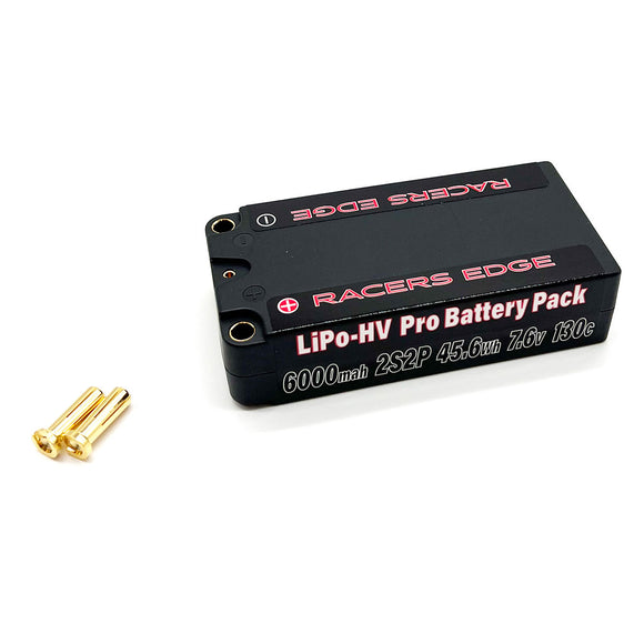 6000mAh 2S 7.6V 130C Shorty Hard Case Lipo w/5mm Bullet