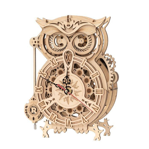 Mechanical Wood Models; Owl Clock