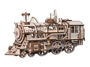 Mechanical Wood Models; Steam Locomotive - with wind-up