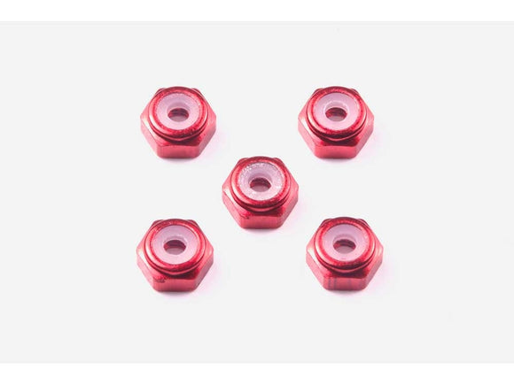 JR 2MM Aluminum Lock Nut Red 5Pcs