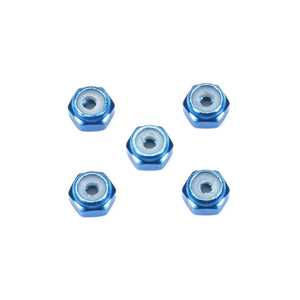 2mm Aluminum Lock Nut Blue 5pcs.