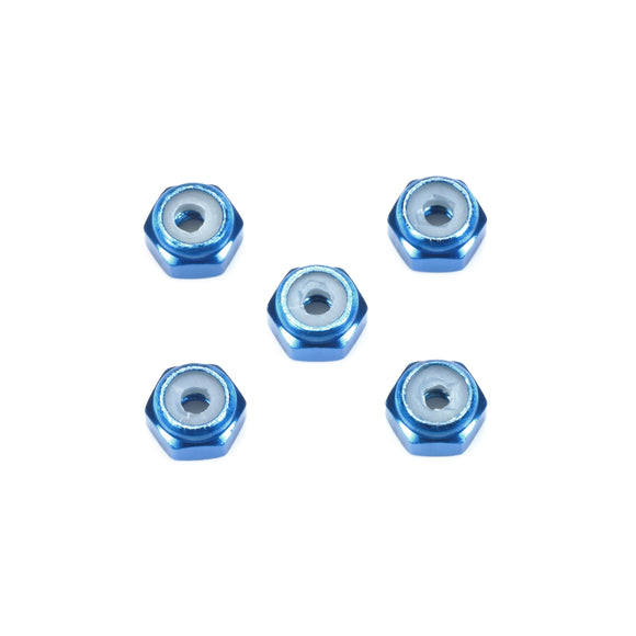 2mm Aluminum Lock Nut Blue 5pcs.